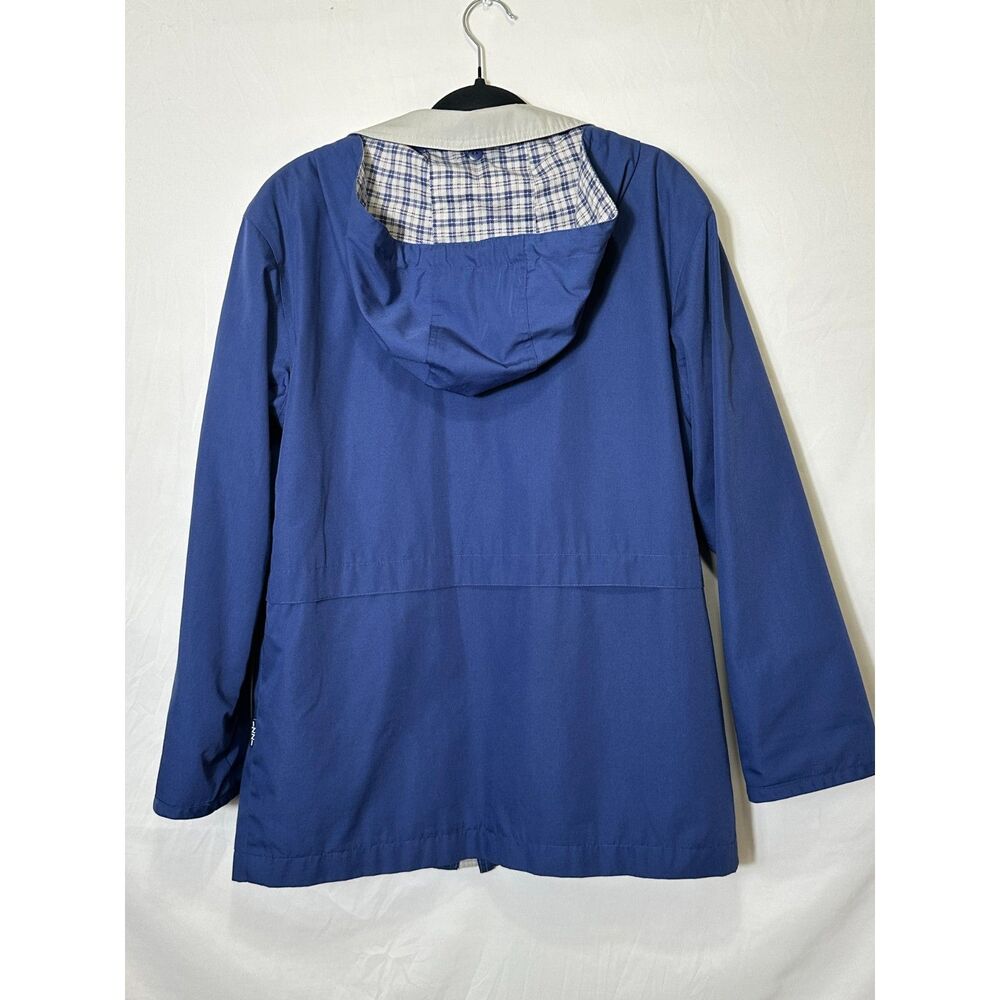 Izzi Vintage Women's Cotton Blend Rain Coat Detachable Hood Navy Blue Size S - Picture 4 of 5